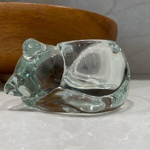 Vintage Indiana clear glass cat votive candle holder / paper weight